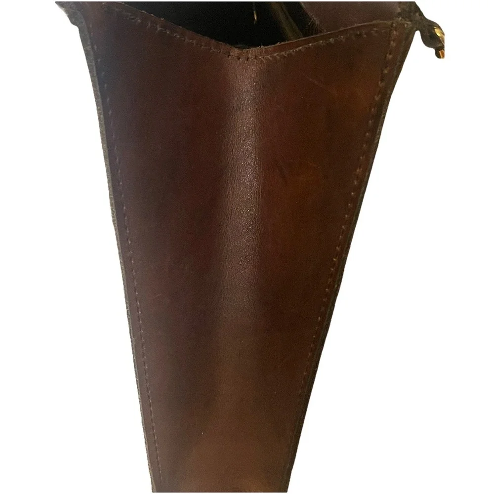 Vintage‎ Ruth Saltz Brown Leather Convertible Shoulder Bag Double Handle Purse